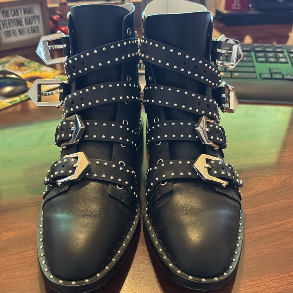 Givenchy Black Ankle Boots with Silver Buckles